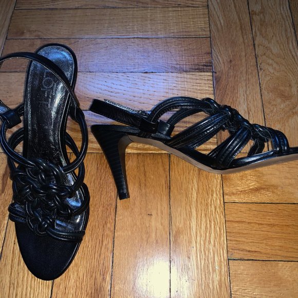 (NEW) Ann Taylor loft black leather knotted strap heels - Size 6.5- 7 - Picture 7 of 10